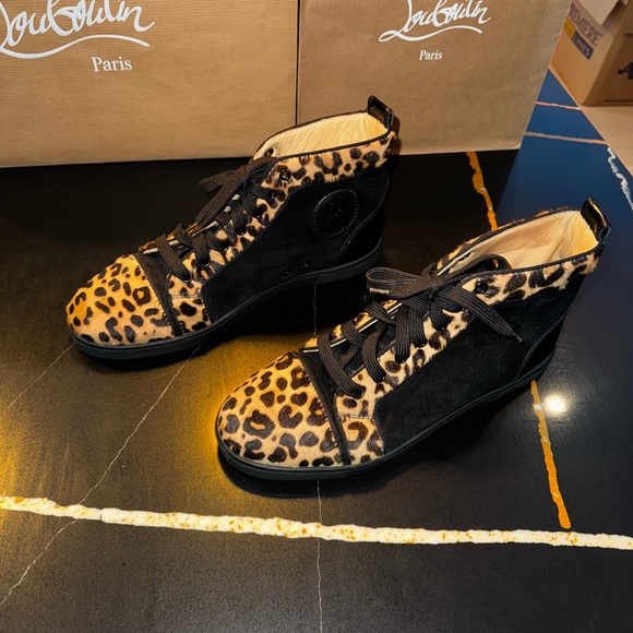 Authentic Christian Louboutin leopard pony hair, high top sneakers - Picture 3 of 7